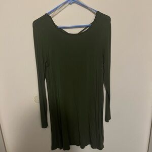Long Sleeve Casual Dress in Olive Green